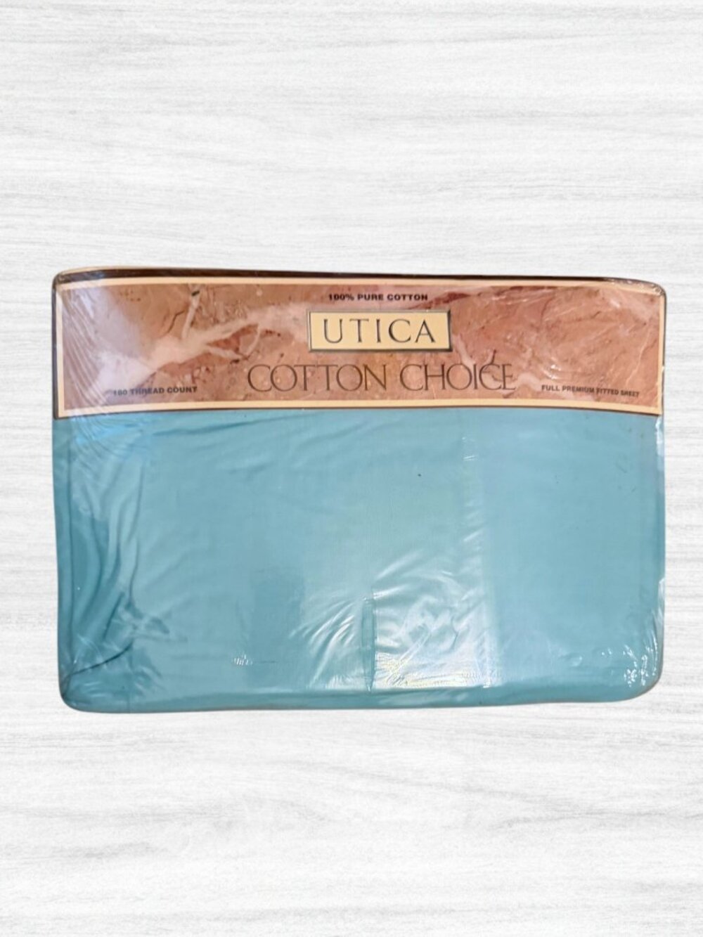 Vintage 1992 Utica Cotton Choice Lake Blue Full Sheet Set 100% Cotton NOS
